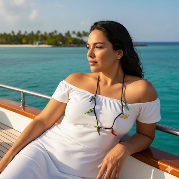 Vintage UPAVIM Guatemala Ceramic Bird Necklace Hand Painted Folk Art Fair Trade - Picture 11 of 11